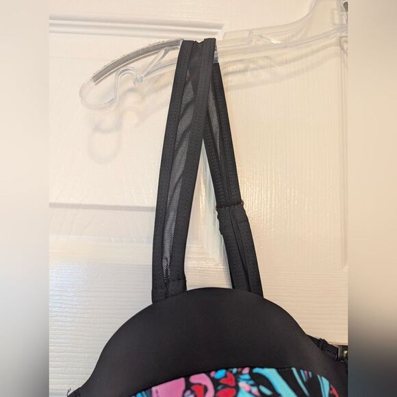 NWT Swimsuits For All Plus Sz 20 Ruched Underwire One Piece black flora Swimsuit - Picture 13 of 13